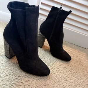 Black and silver ankle boots